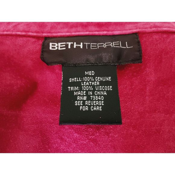 Rare Find: Genuine Red Wine/Purple Suede Jacket by BETH TERRELL, Size M - Picture 14 of 16